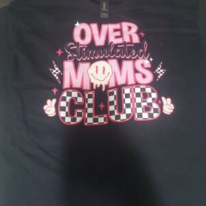 Gildan Black Kids Tee with Pink & Cream "Over Stimulated Moms Club" Graphic